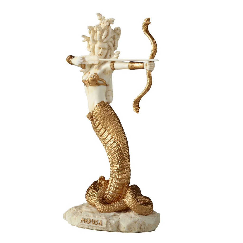 Medusa with Bow and Arrow – White Statue – 15.5 cm – view 4