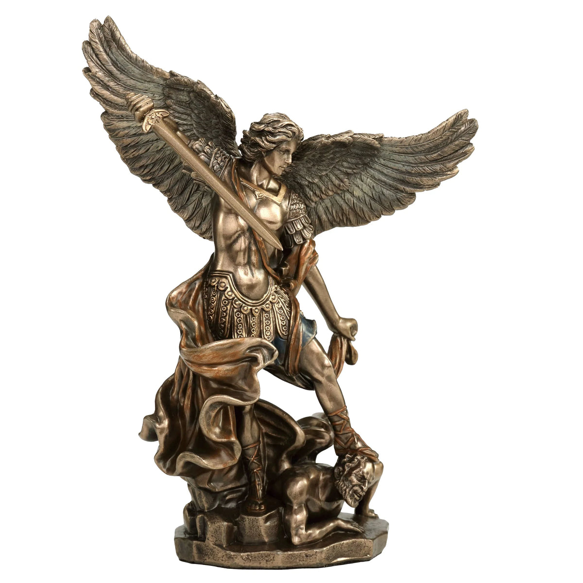 Archangel Michael — Vanquisher of the Demon — Bronze Finish Statue, 16 cm – view 1