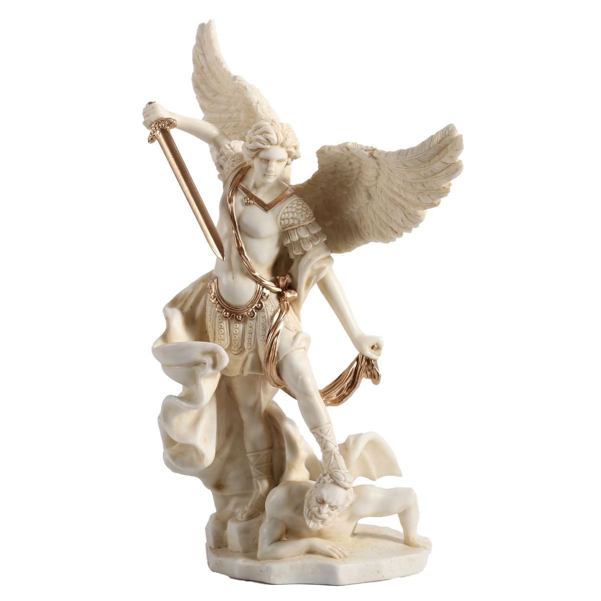 Archangel Michael — Vanquisher of the Demon — White Statue – 16 cm – view 1