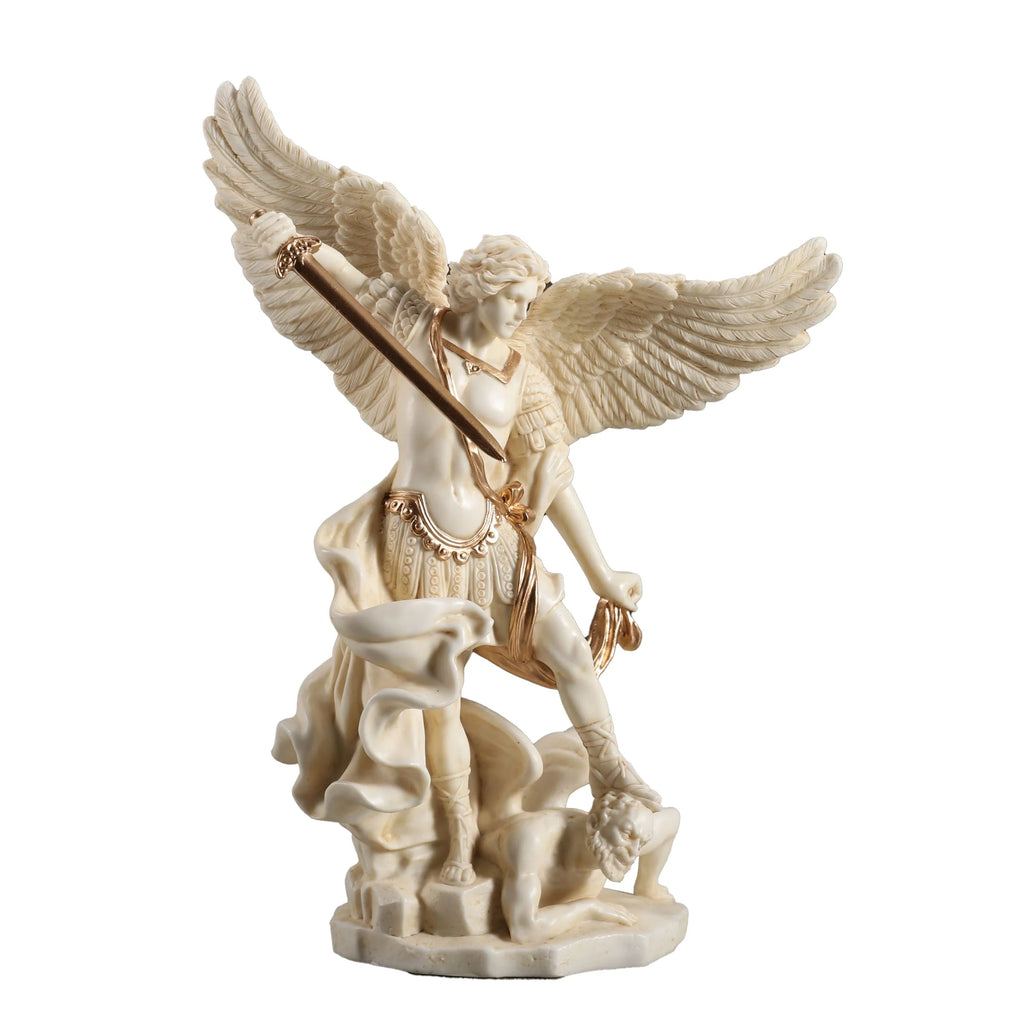 Archangel Michael — Vanquisher of the Demon — White Statue – 16 cm – view 2