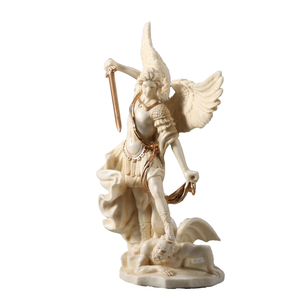 Archangel Michael — Vanquisher of the Demon — White Statue – 16 cm – view 3