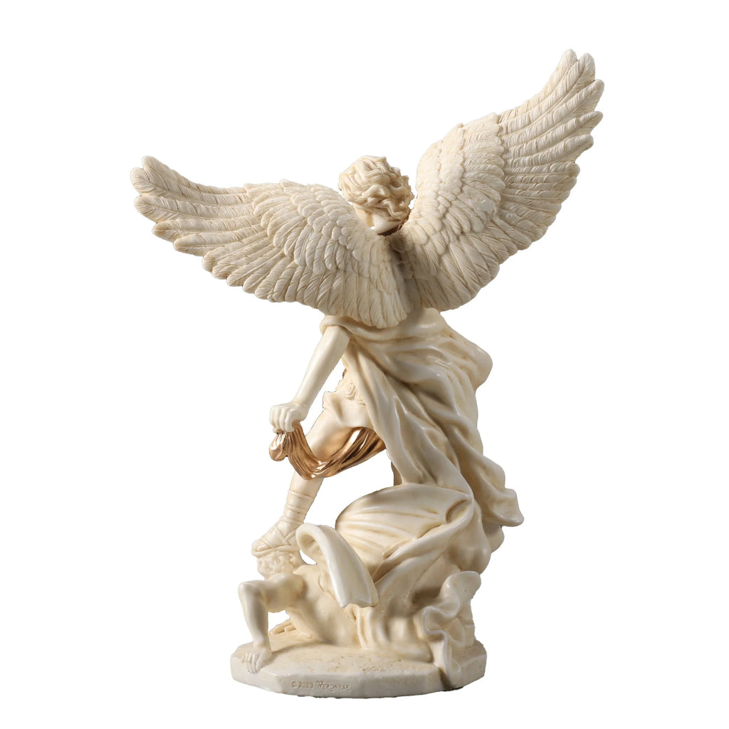Archangel Michael — Vanquisher of the Demon — White Statue – 16 cm – view 4