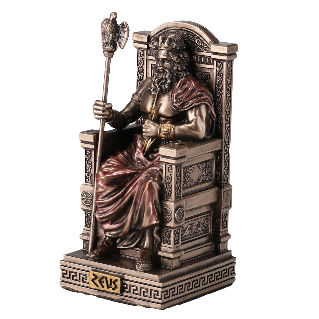 Zeus Seated on His Throne – Bronze-Finish Statue – 8.5 cm – view 4