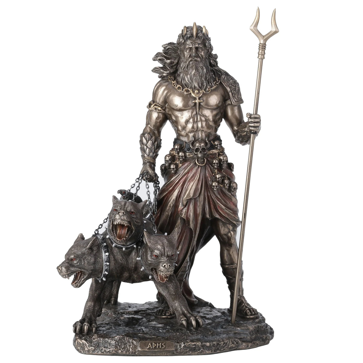 Hades with Cerberus – Bronze-Finish Resin Statue – 30 cm – view 1