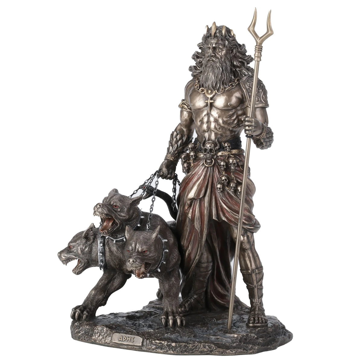 Hades with Cerberus – Bronze-Finish Resin Statue – 30 cm – view 2