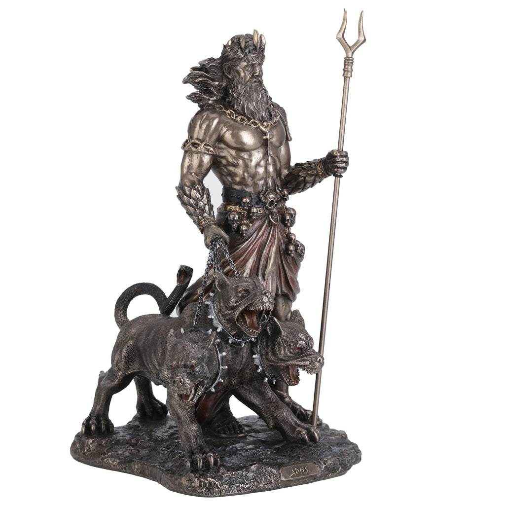 Hades with Cerberus – Bronze-Finish Resin Statue – 30 cm – view 4