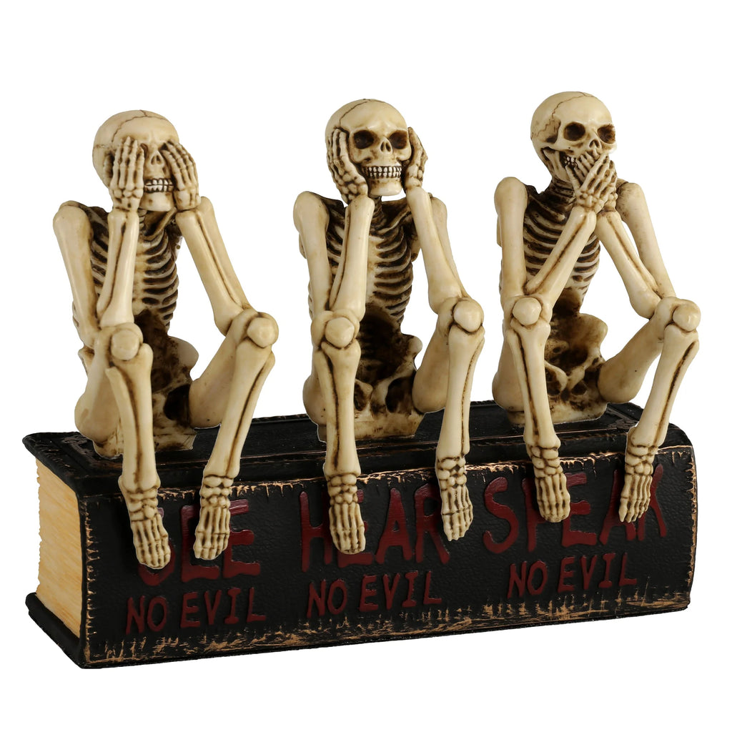 Three Wise Skeletons on a Book — Bronze Finish Statue, 15 cm – view 1