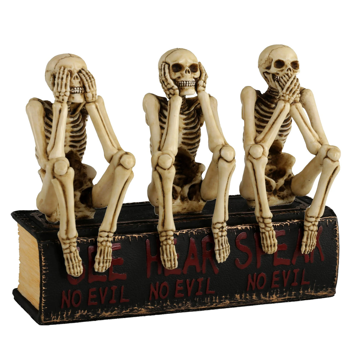 Three Wise Skeletons on a Book — Bronze Finish Statue, 15 cm – view 1