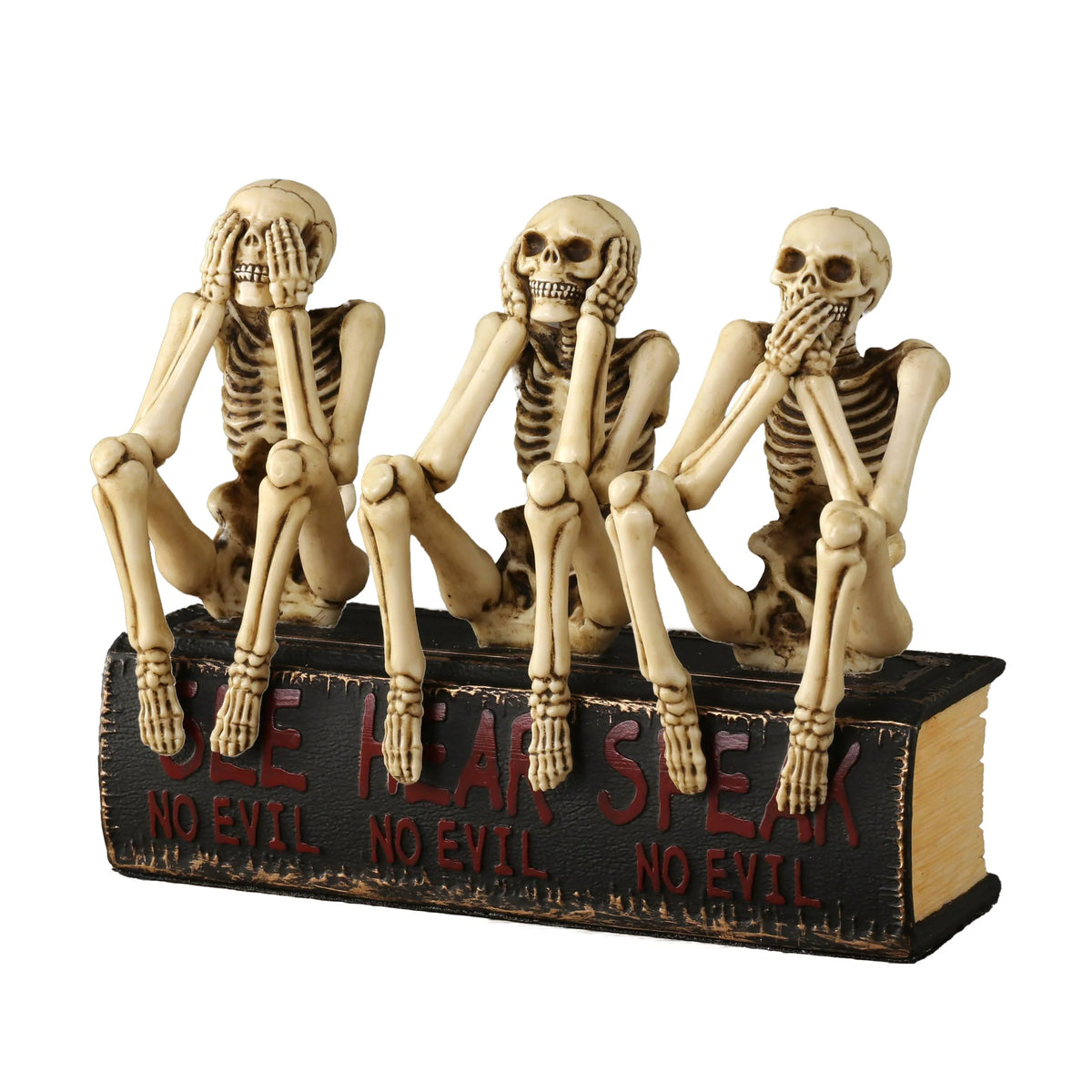 Three Wise Skeletons on a Book — Bronze Finish Statue, 15 cm – view 2