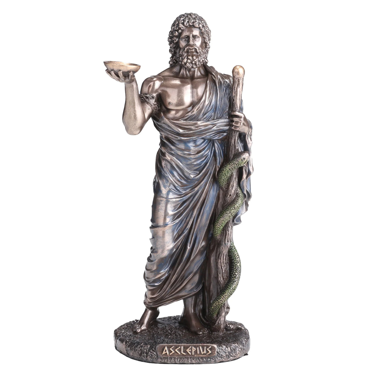 Asclepius – God of Medicine – Bronze-Finish Statue – 16 cm – view 1