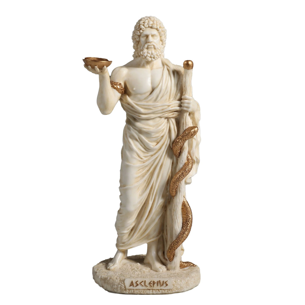Asclepius, God of Medicine – White Statue – 16 cm – view 1