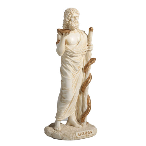 Asclepius, God of Medicine – White Statue – 16 cm – view 2