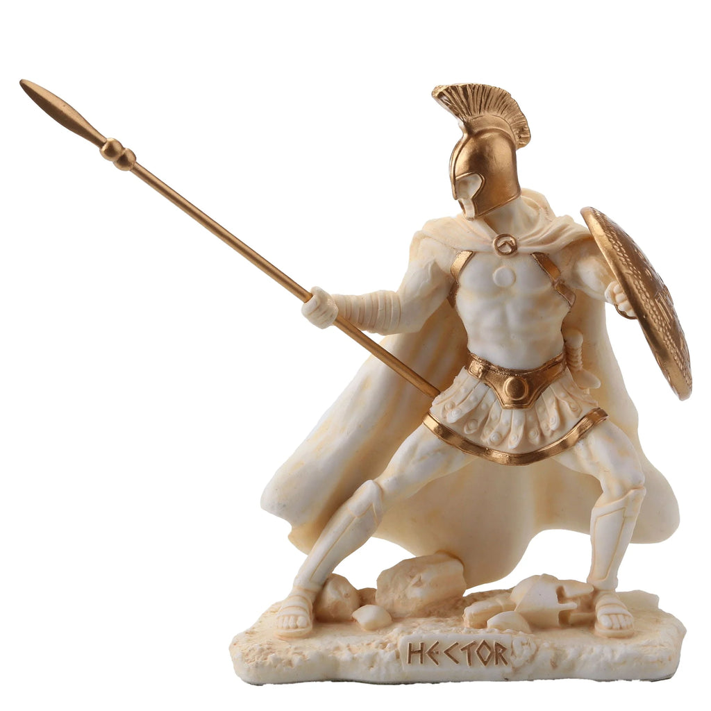 Hector, Trojan Warrior – White and Gold Resin Statue – 9.5 cm – view 1