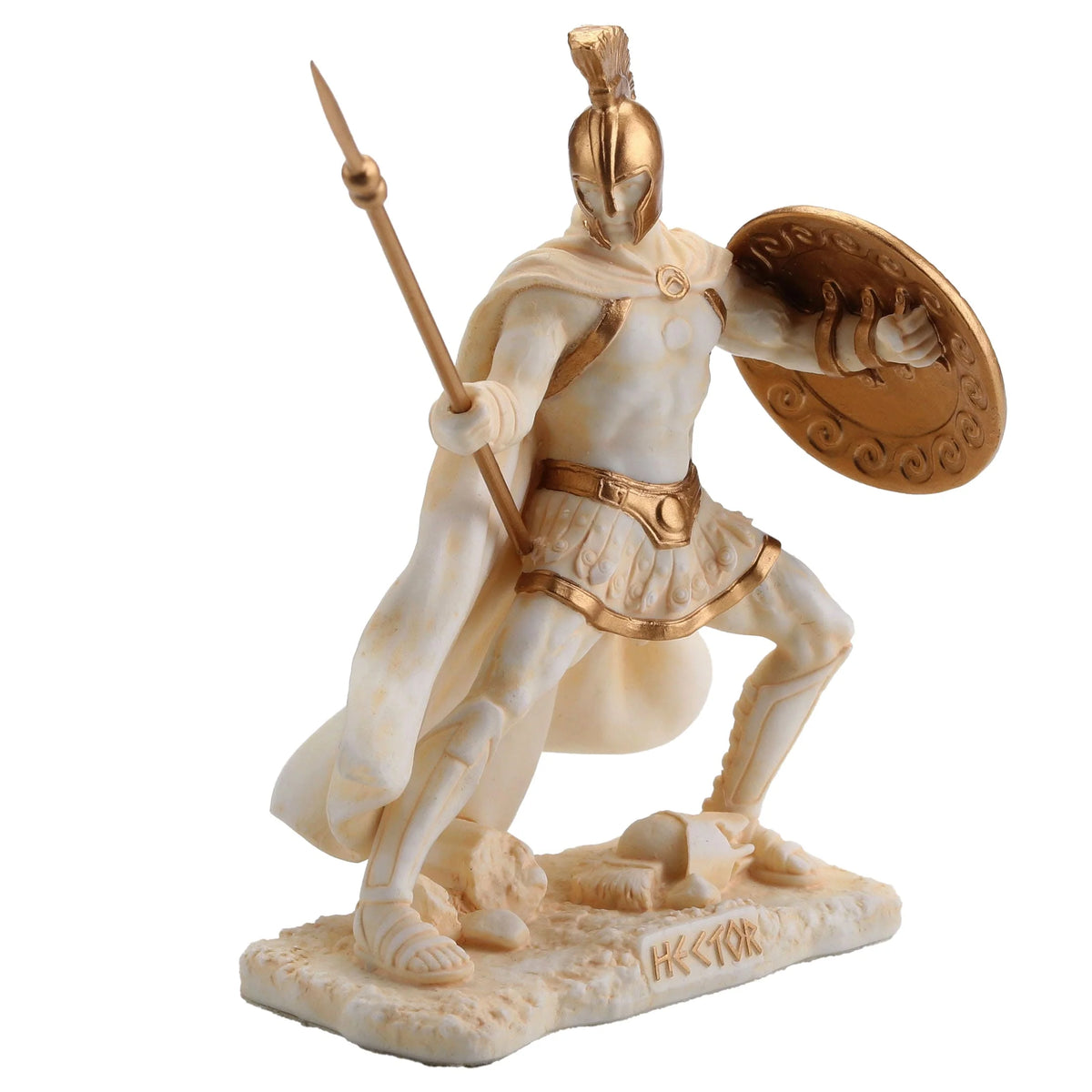 Hector, Trojan Warrior – White and Gold Resin Statue – 9.5 cm – view 4