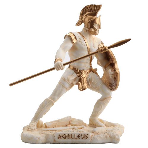 Achilles — Greek Warrior — White and Gold Statue – 9.5 cm – view 1
