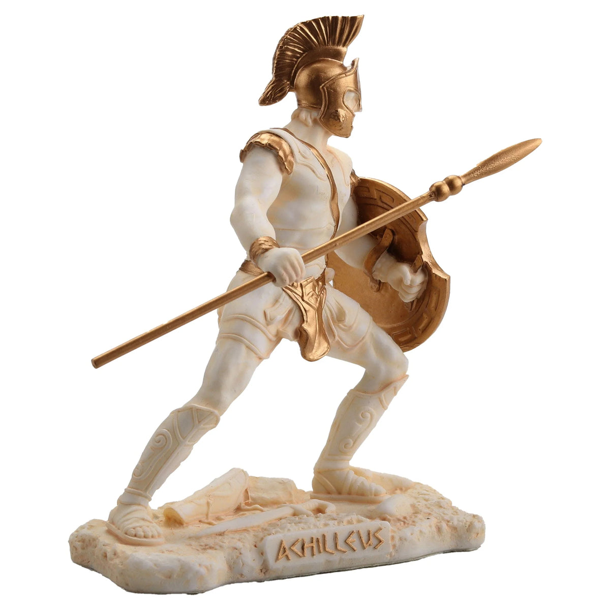 Achilles — Greek Warrior — White and Gold Statue – 9.5 cm – view 2