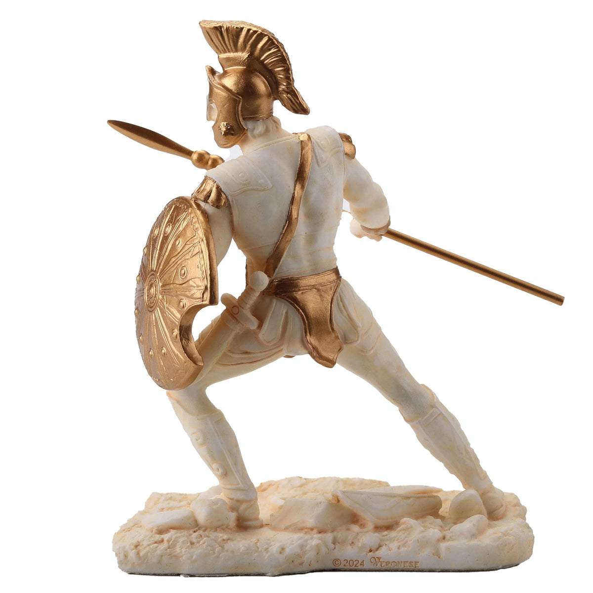 Achilles — Greek Warrior — White and Gold Statue – 9.5 cm – view 3