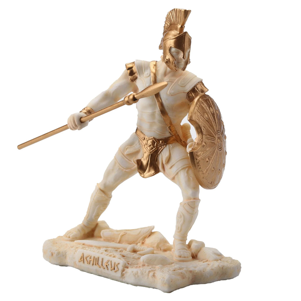 Achilles — Greek Warrior — White and Gold Statue – 9.5 cm – view 4