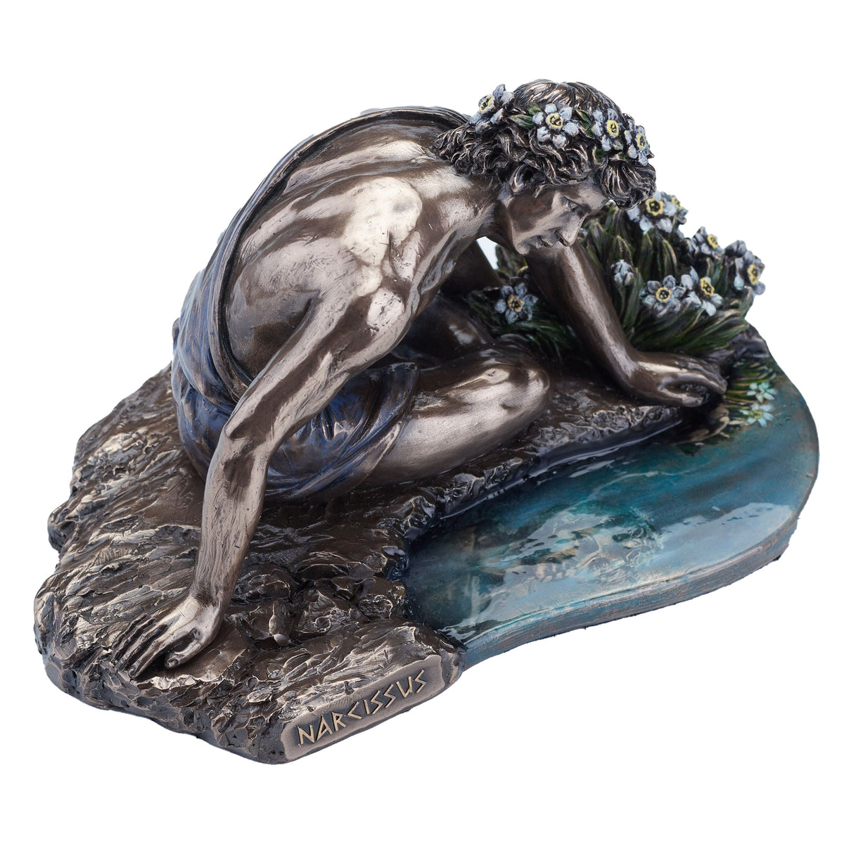 Narcissus – Greek Mythology – Bronze-Finish Statue – 17 × 12.5 cm – view 2