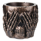 Skull Covering Its Eyes – Bronze-Finish Resin Statue – 19 cm – view 1