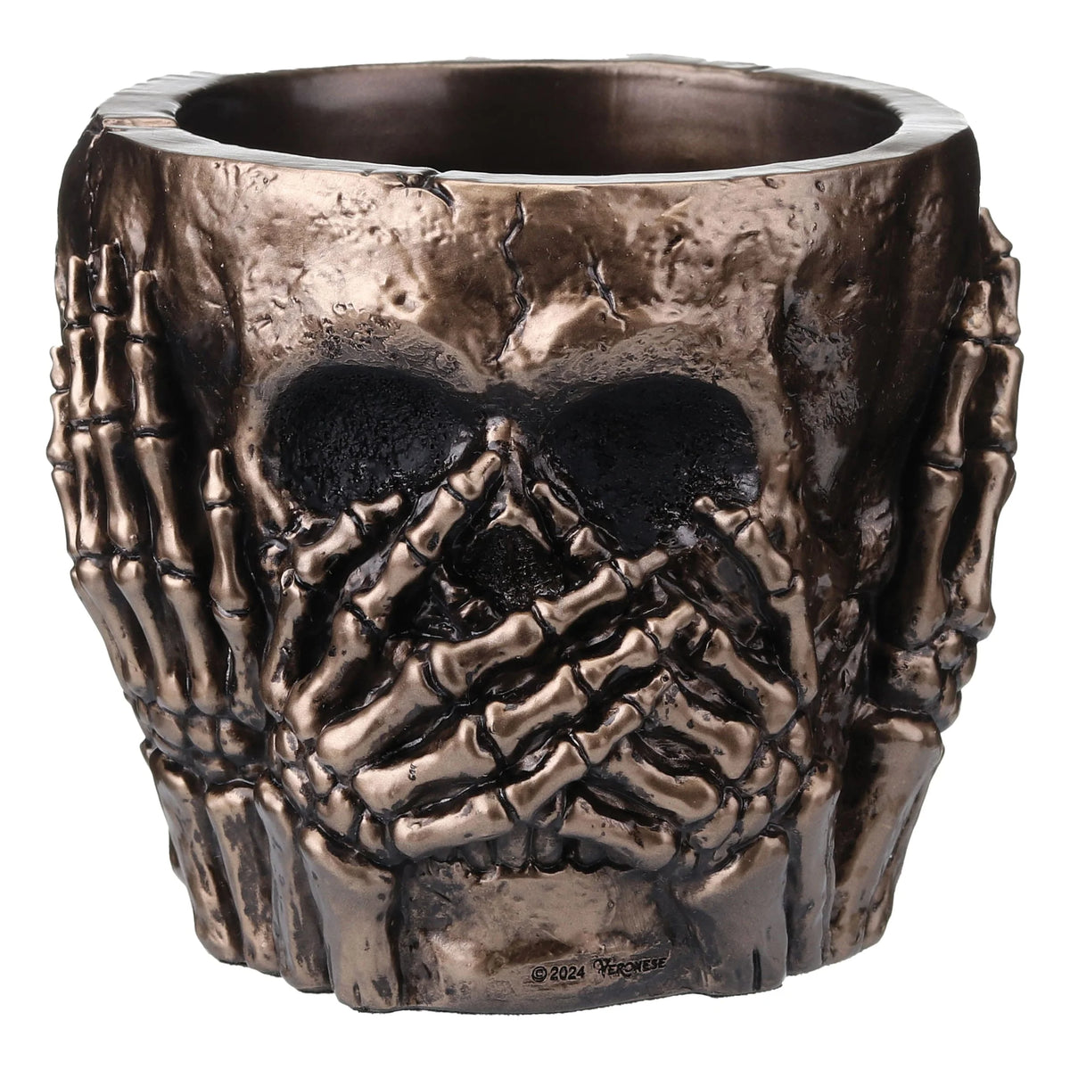Skull Covering Its Eyes – Bronze-Finish Resin Statue – 19 cm – view 3