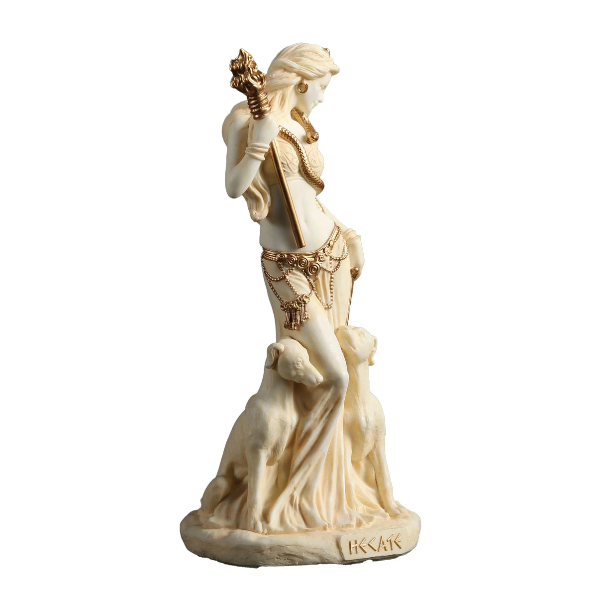 Hecate – White and Gold Statue – 15.5 cm – view 2