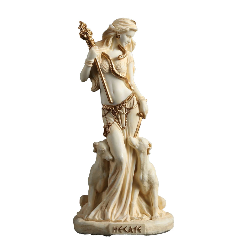 Hecate – White and Gold Statue – 15.5 cm – view 3