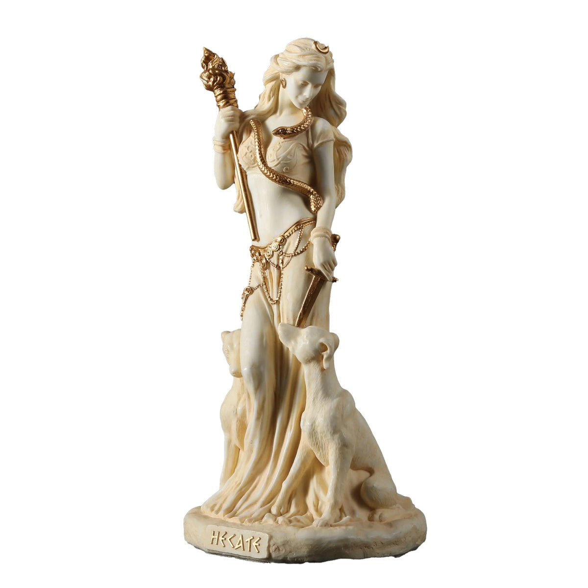 Hecate – White and Gold Statue – 15.5 cm – view 5