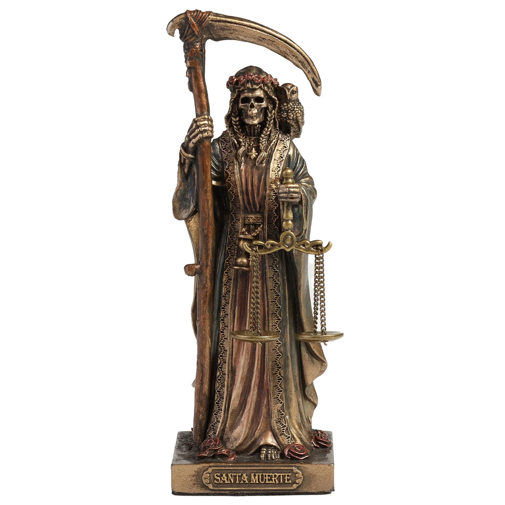 Santa Muerte Altar – Bronze-Finish Resin – 10 cm – view 1