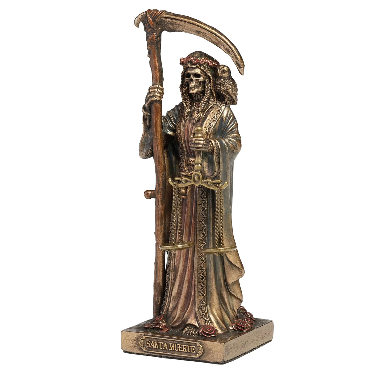 Santa Muerte Altar – Bronze-Finish Resin – 10 cm – view 2