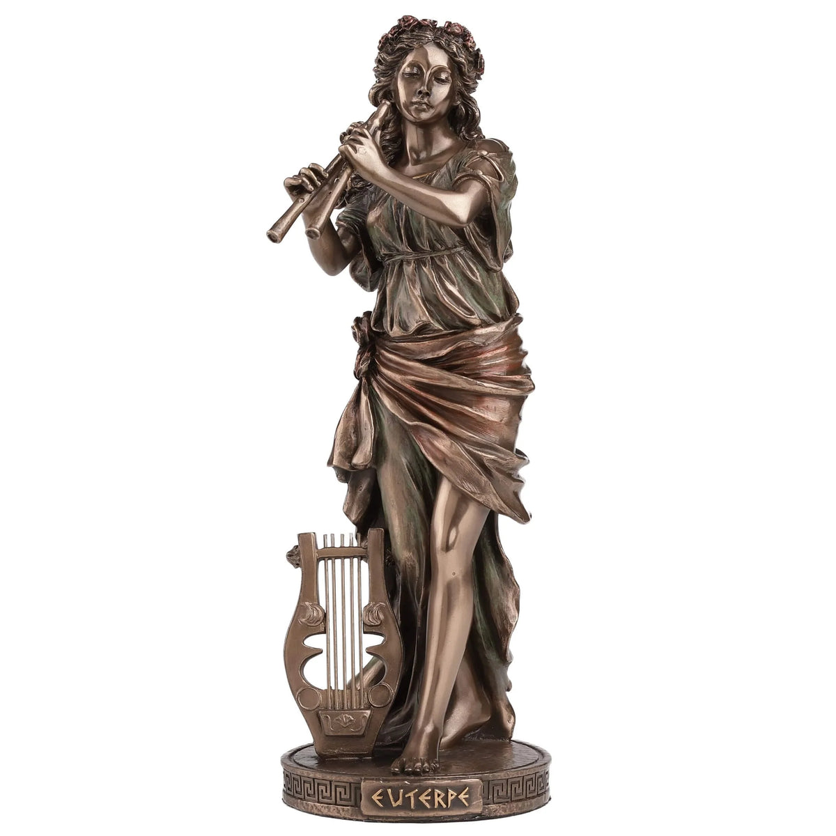 Euterpe, Muse of Music – Bronze-Finish Resin Statue – 23 cm – view 1