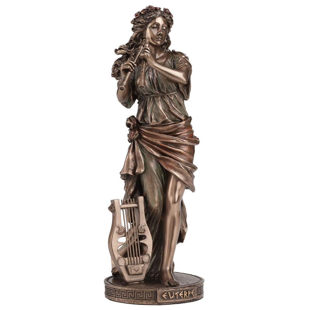 Euterpe, Muse of Music – Bronze-Finish Resin Statue – 23 cm – view 2