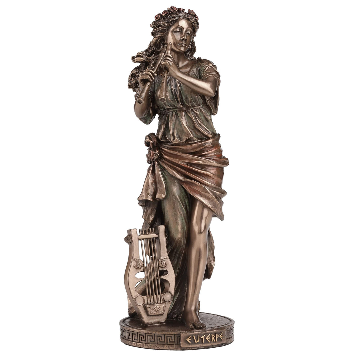 Euterpe, Muse of Music – Bronze-Finish Resin Statue – 23 cm – view 2