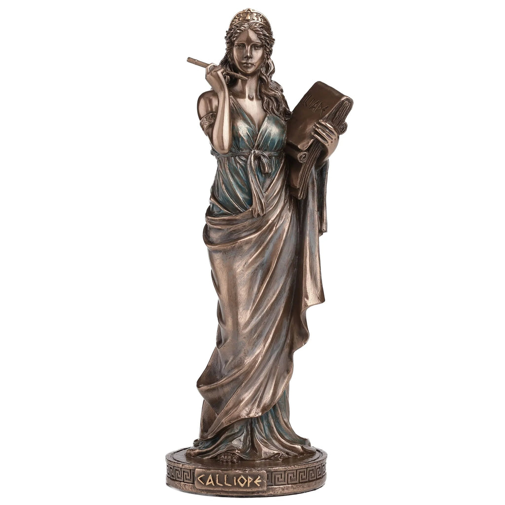 Calliope — Muse of Epic Poetry — Bronze Finish Statue, 23 cm – view 2