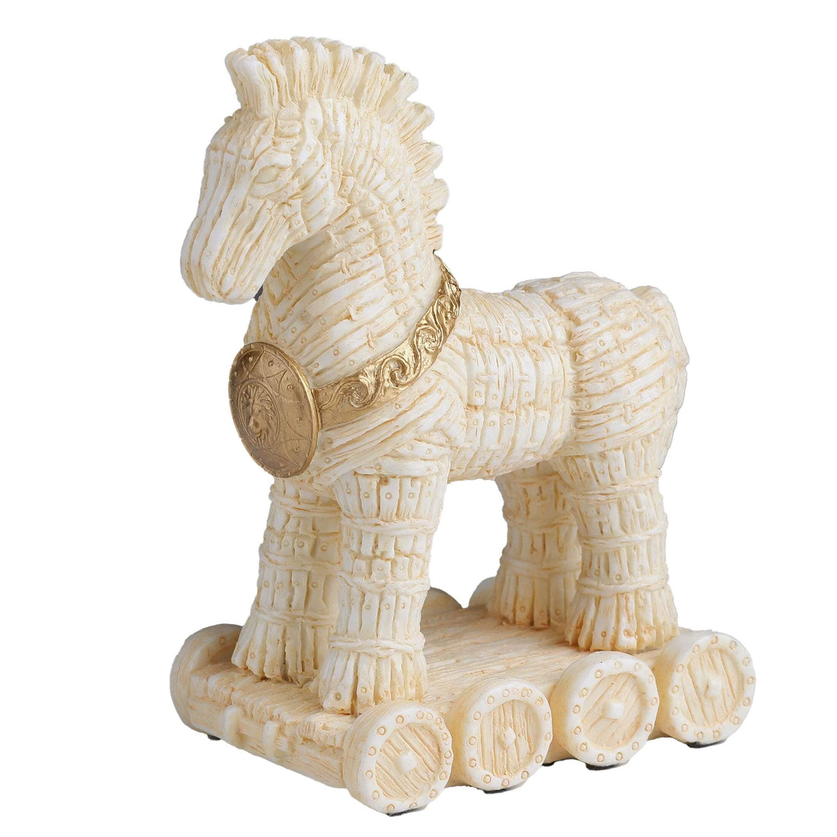 Trojan Horse – White and Gold Statue – 8.2 × 6.5 cm – view 1