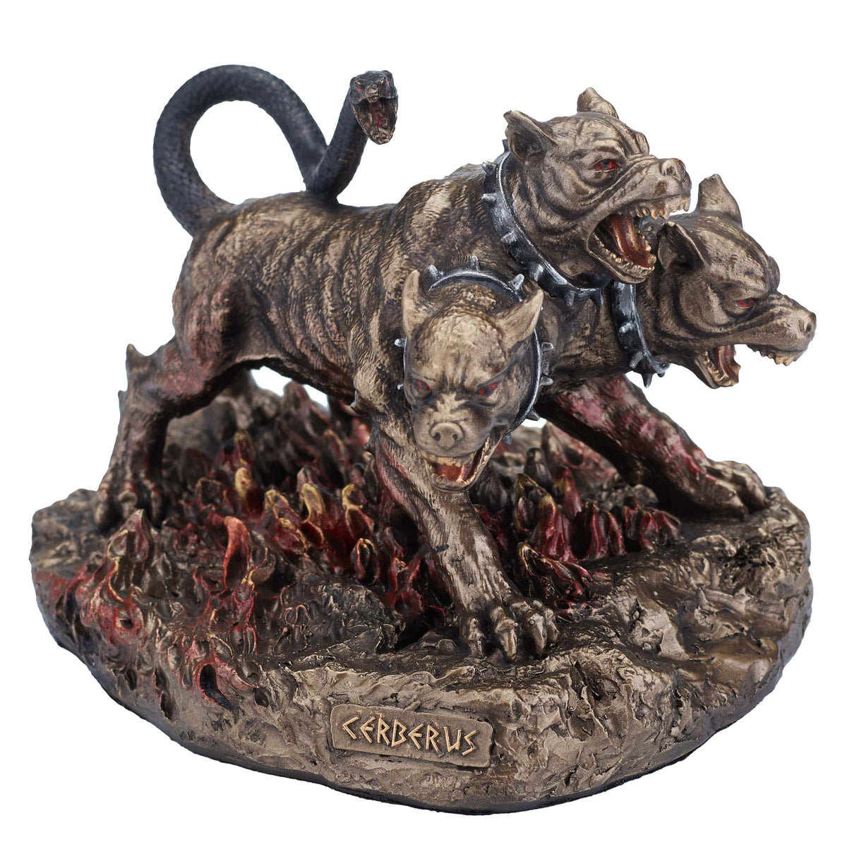 Cerberus – The Three-Headed Hound of Hades – Bronze-Finish Statue – 11 cm – view 1