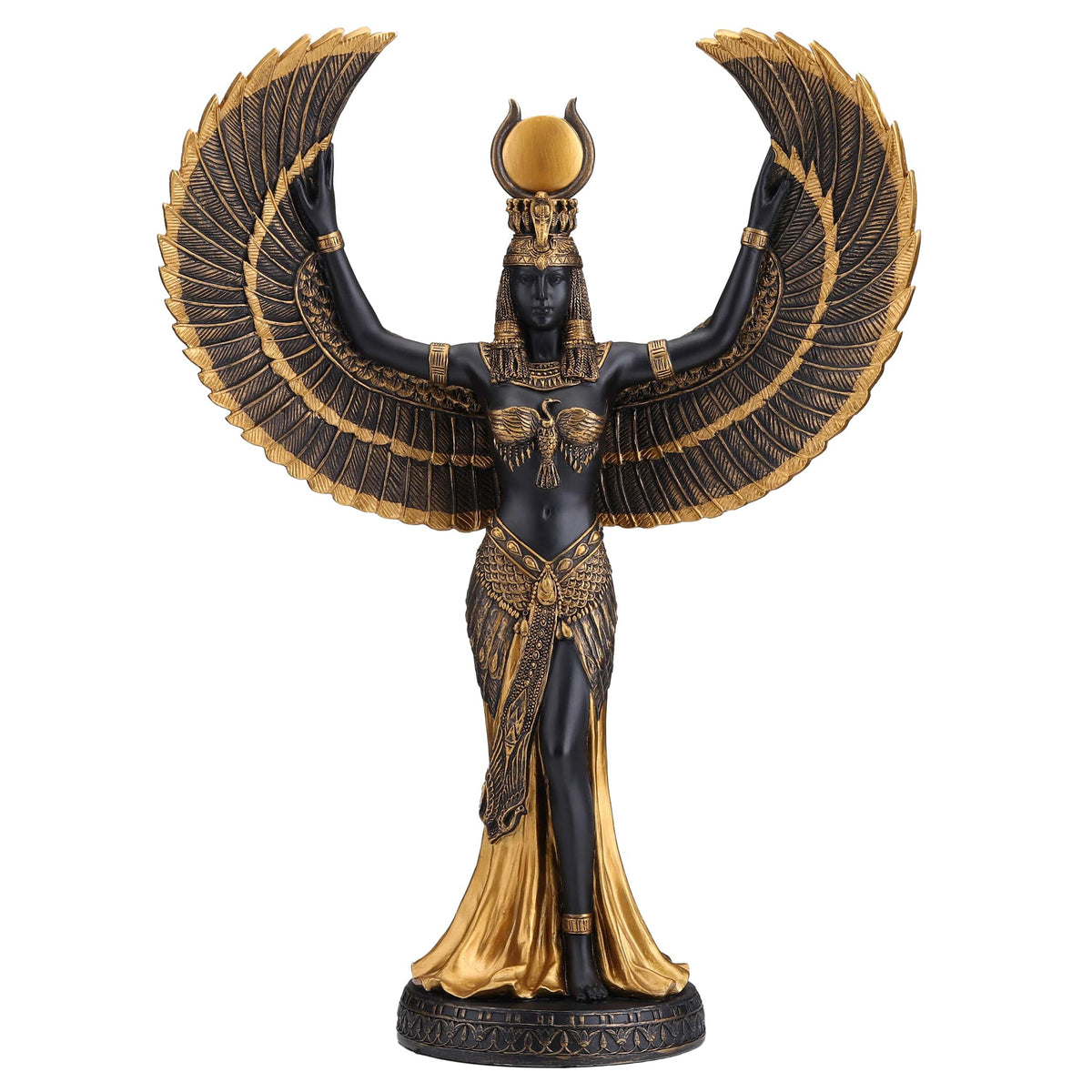 Isis — Egyptian Goddess — Black and Gold Statue, 34 cm – view 1